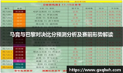 马竞与巴黎对决比分预测分析及赛前形势解读